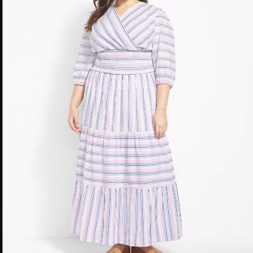 Mixed-Stripe Tiered Maxi Skirt Set
